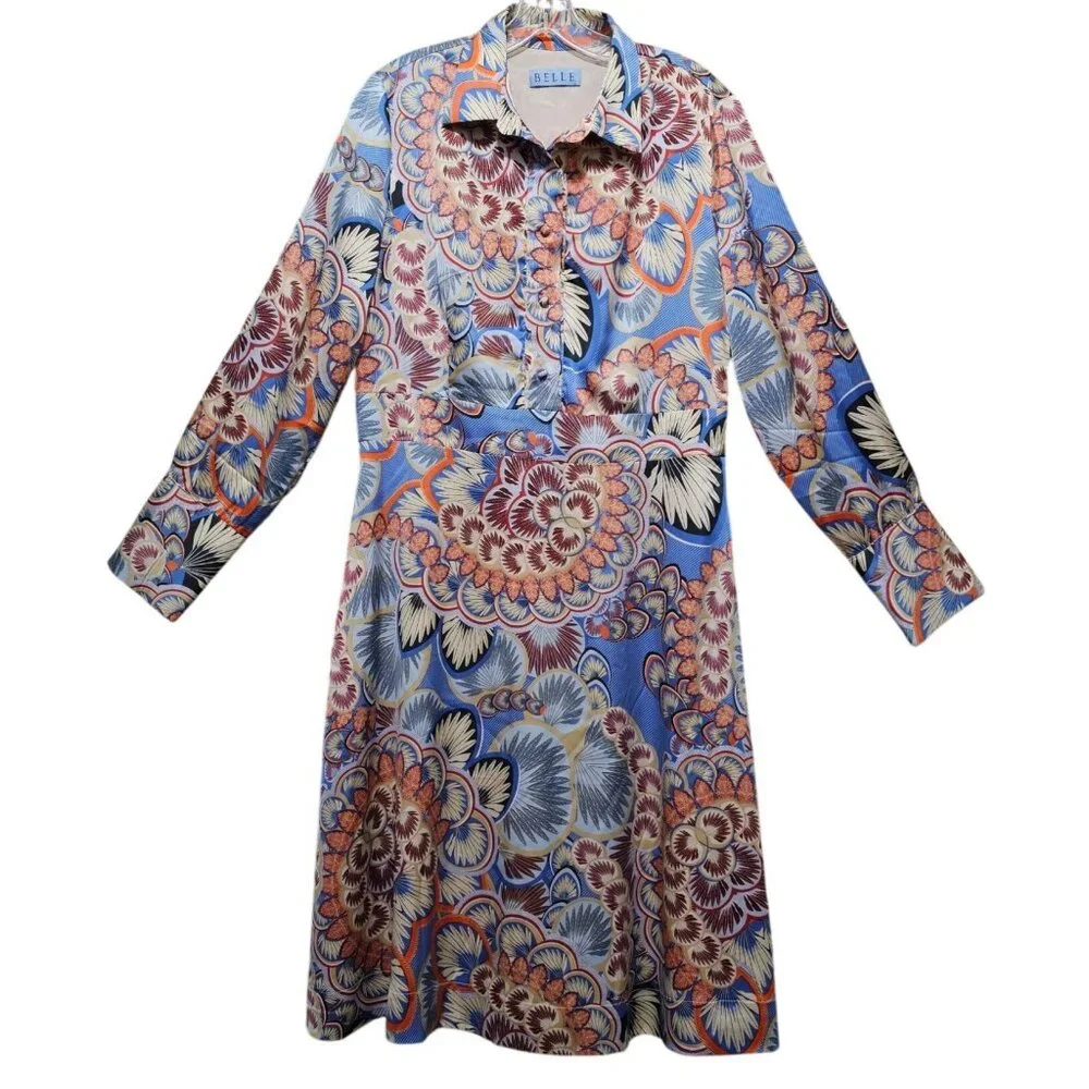 Belle XL Women's Floral Long Sleeve A-Line Dress - Picture 2 of 10